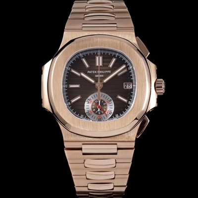 레플리카 [파텍필립] 남성용 노틸러스 5980 18k 로즈골드 오토매틱 Cal.CH 28-520 C 타입 40.5mm 메탈줄 브라운 다이얼 pat2228  