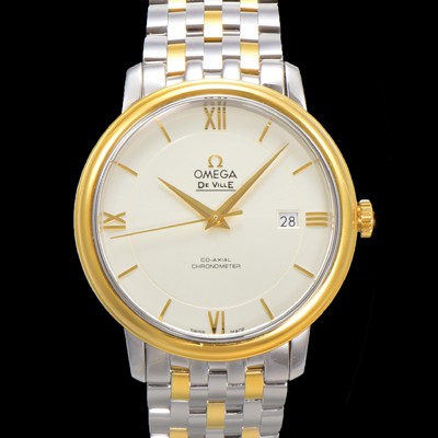 레플리카 [오메가] 남성용 드빌 프레스티지 424.20.37.20.02.001 오토매틱 Cal.8800타입 39.5mm 18K 옐로우골드 메탈줄 화이트 다이얼 omg20201  