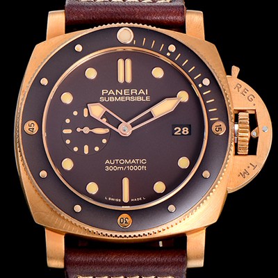 레플리카 [파네라이]남성용 루미노르 PAM0968 섭머져블 47미리 구제처리 청동/브론즈소재 오토매틱 브라운다이얼 PAN61760  