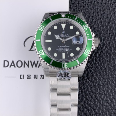 레플리카 [로렉스] 남성용 AR사 904L스틸 구형 서브마리너 16610LV-93250 블랙 다이얼 이너베젤 티타늄베젤 Cal.3135오토매틱 무브먼트 ROL09035  
