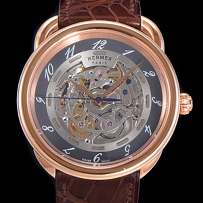 레플리카 [애르메스] 남성용 아쏘 오토매틱 41mm 18K 로즈골드 가죽줄 스켈래톤 다이얼 her07859  