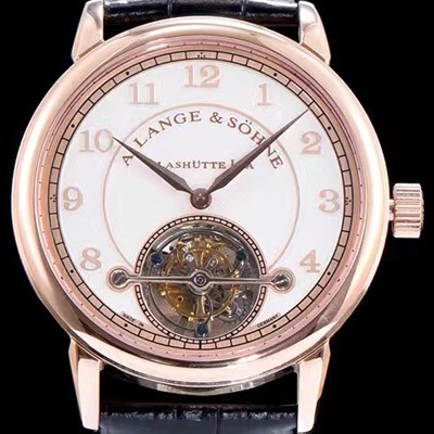 레플리카 [아랑게운트죄네] 남성용 Handwerkskunst 화이트 다이얼 투어빌론 무브먼트 LAN4205  