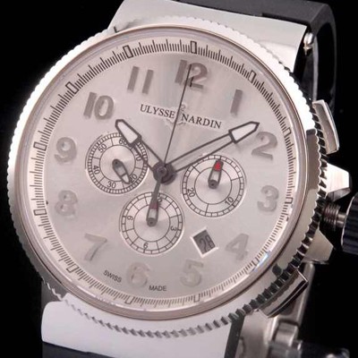 레플리카 [율리스나르당] 남성용 마린크로노그래프 44mm 아라비안마크 실버 다이얼 ULY42013  