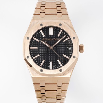 레플리카 [오데마피게] 남성용 로얄오크 셀프와인딩 15510OR.OO.D002CR.02 18K 로즈골드 41mm 오토매틱 Cal.4302 무브먼트 블랙 와플 다이얼 aud6549  