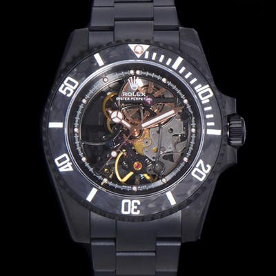 레플리카 [로렉스] 남성용 서브마리너 PVD코팅 스켈래톤 오토매틱 Cal.3130 40mm PVD줄 블랙다이얼 rol27804  