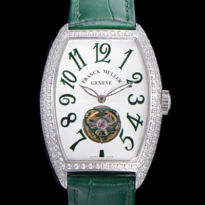 레플리카 [프랭크뮬러] 여성용 상트레 커백스 오토매틱 보석/다이아 케이스 여성용시계 가죽줄 화이트다이얼  fra78049  