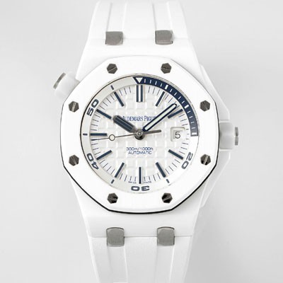 레플리카 [오데마피게] 남성용 로얄오크 오프쇼어 15707CB.OO.A010CA.01 오토매틱 Cal.3120 타입 화이트 세라믹소재  42mm 우레탄줄 민트 화이트다이얼 aud5219  