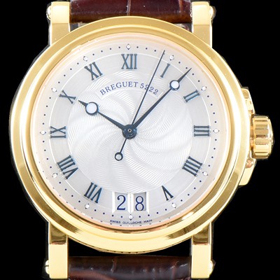 레플리카 [브레게] 남성용 마린 컬렉션 5817BA/12/9V8 빅데이트 UP!! 18K 옐로우 골드 케이스 화이트 물결무늬 다이얼 Cal.517GG HG 오토매틱 무브먼트 BRG0429  