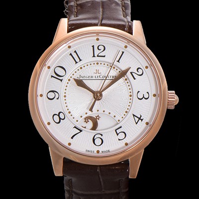 레플리카 [예거 르꿀르뜨] 여성용 랑데뷰 나잇&데이 문페이즈 오토매틱 898A 타입 무브 34mm 보석 배젤 가죽줄 화이트다이얼 jag3115  
