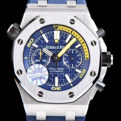 레플리카 [오데마피게] 남성용 로얄오크 오프쇼어 26703ST.OO.A027CA.01 JF사 다이버 업그레이드형!!크로노그래프 블루 3D와플 다이얼 오토매틱 무브먼트 AUD0200  