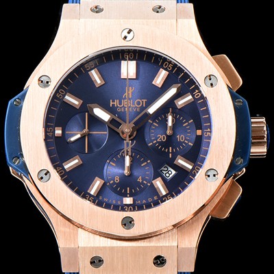 레플리카 [휴블렛] 남성용 New pgrade!!빅뱅 301.PX.7180.LR 18K 로즈 골드 크로노그래프 44MM 블루 다이얼 수정형 ETA 7750 오토매틱 무브먼트 HUB0231  