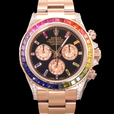 레플리카 [로렉스] 남성용 데이토나 오이스터 다이아/큐빅 ETA7750-2 타입 오토매틱 크로노그래프 40mm 18K 로즈골드 블랙다이얼 rol4604  
