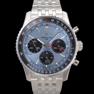 레플리카 [브라이틀링] 남성용 네비타이머 AB0138241C1A1 크로노그래프 ETA7750-2 타입 오토매틱 43mm 메탈줄 아이스 블루 다이얼 bre6009  