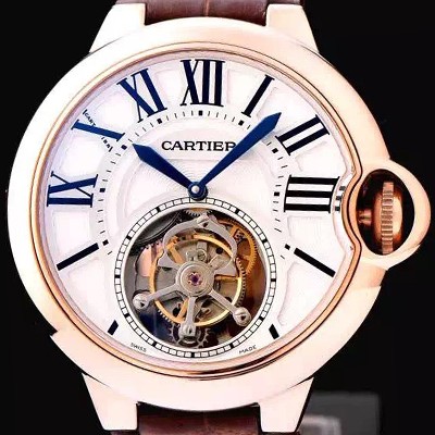 레플리카 [까르띠에] 남성용 발롱블루 화이트 다이얼 투어빌론 무브먼트 CAR0532  