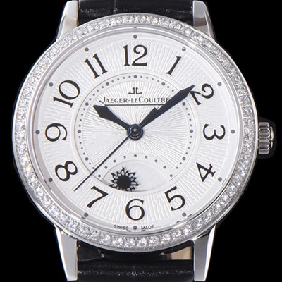 레플리카 [예거르꿀르뜨] 남성용 랑데부 나잇&데이 3468421 레이디 워치 최상급 다이아몬드 세팅 베젤 문페이즈 화이트 텍스쳐드 다이얼 오토매틱 무브먼트 JAG0445  