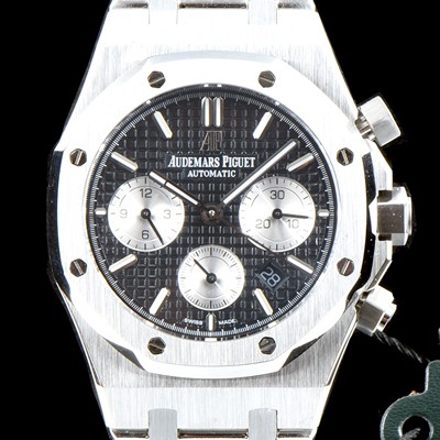 레플리카 [오데마피게] 남성용 NEW 로얄오크 26331ST.OO.1220ST.02 41mm 사이즈 드레스 워치!! 크로노그래프 블랙 와플 다이얼 브레이슬릿 신형 ETA 7750B-2 오토매틱 무브먼트 AUD0145  