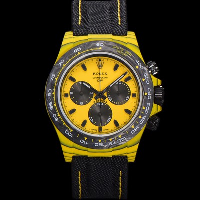 레플리카 [로렉스] 남성용 데이토나 DIW 포지드카본 커스텀 40미리 크로노그래프 오토매틱 Cal.4130 무브먼트 옐로우 다이얼 ROL79835  