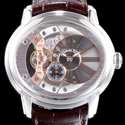 레플리카 [오데마피게] 남성용 밀레어리 최신형 업그레이드 모델 15350ST.OO.D002CR.01 칼리버 4101 실버 스켈레톤 다이얼 오토매틱 무브먼트 AUD0103  