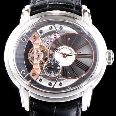 레플리카 [오데마피게] 남성용 밀레어리 최신형 업그레이드 모델 15350ST.OO.D002CR.01 칼리버 4101 실버 스켈레톤 다이얼 오토매틱 무브먼트 AUD0105  