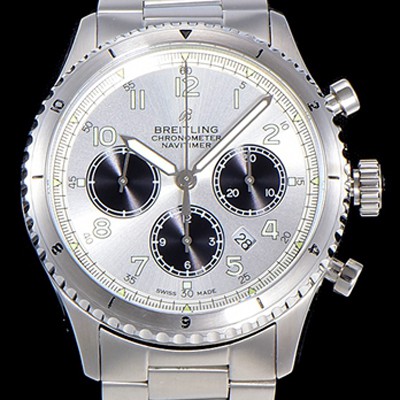 레플리카 [브라이틀링] 남성용 네비타이머 에비에이터 8 오토매틱 크로노그래프 ETA7750-2 타입 43미리 메탈줄 화이트다이얼 BRE75555  