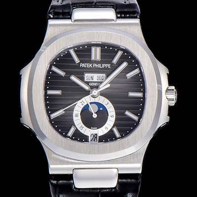 레플리카 [파텍필립] 남성용 노틸러스 5726/1A-014 오토매틱 Cal.324 타입 40미리 문페이즈 가죽줄/밴드 블랙다이얼 PAT75438  