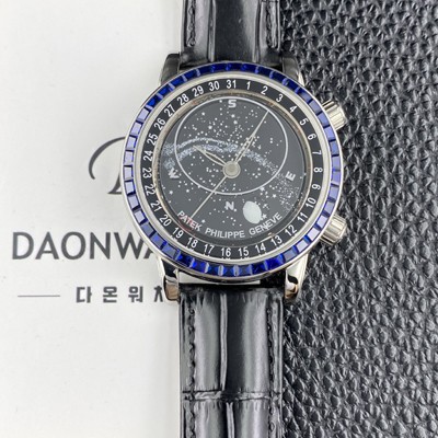 레플리카 [파텍필립] 남성용 그랜드 컴플리케이션 6104P 문페이즈 43mm 오토매틱 Cal.240 타입 블랙 다이얼 pat2278  