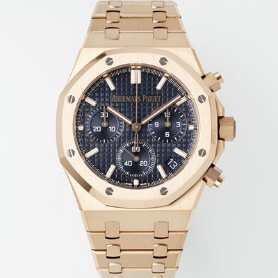 레플리카 [오데마피게] 남성용 로얄오크 26240OR.OO.1320OR.05 크로노그래프 18K 로즈골드 41mm 오토매틱 Cal.4401 타입 블루 와플 다이얼 aud6556  