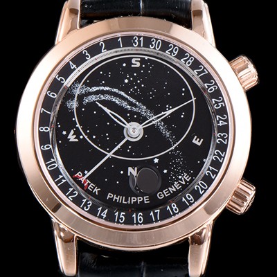 레플리카 [파텍필립] 남성용 그렌드 컴플리케이션 6102R-001 셀리스티얼 18K 로즈골드 블랙 다이얼 오토매틱 무브먼트 PAT0130  