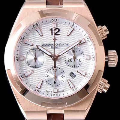 레플리카 [바쉐론콘스탄틴] 남성용 오버시즈 49150000R-9454 컬럼 휠 크로노그래프 18k 로즈골드 케이스 실버 텍스쳐 다이얼 오토매틱 무브먼트 VAC0200  
