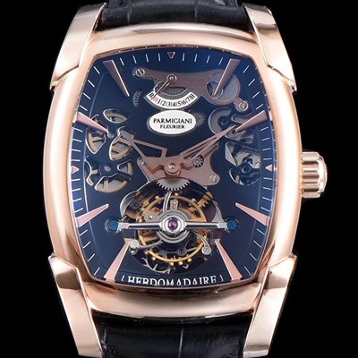 레플리카 [파르미지아니] 남성용 칼파 신형 그랜드 투어빌론 시리즈 18k 로즈골드 블랙 스켈레톤 다이얼 아시안 투어빌론 탑재 PAR4221  