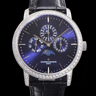 레플리카 [바쉐런콘스탄틴] 남성용 패트리모니 다이아셋팅 논페이즈 오토매틱 1120타입 41mm 가죽줄 블루다이얼 vac6648  