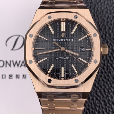 레플리카 [오데마피게] 남성용 15400OR.OO.1220OR.01 로얄오크 18k 로즈골드 41mm 오토매틱 Cal.3120무브먼트 블랙 와플 다이얼 aud6534  