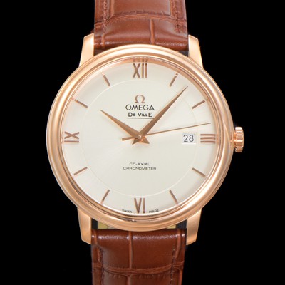 레플리카 [오메가] 남성용 드빌 프레스티지 424.53.40.20.02.001 오토매틱 Cal.2500타입 39.5mm 18K 로즈골드 가죽줄 화이트 다이얼 omg20205  