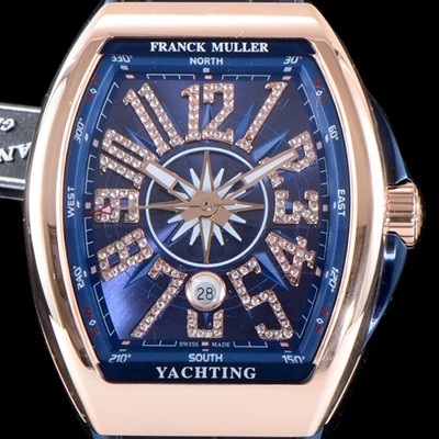 레플리카 [프랭크 뮬러] 남성용 마스터 컴플리케이션 V45 SC DT YACHTING 5N 뱅가드 요팅!! 고급스러운 18K로즈골드 케이스 블루 다이얼 스위스 ETA 2824-A2오토매틱 FRA0450  