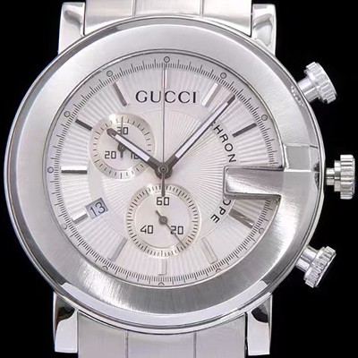 레플리카 [구찌] 남성용 G-크로노 177890 I1630 8462 크로노스카프 G 모양 베젤 화이트 텍스쳐 다이얼 브레이슬릿 스위스 쿼츠 무브먼트 GUC4241  