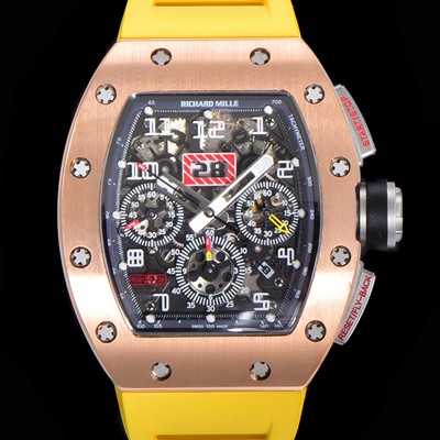 레플리카 [리차드밀레] 남성용 RM11 크로노그래프 오토매틱 18K 로즈골드 50미리 스켈래톤 블랙다이얼 RIC08720  