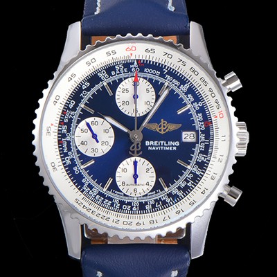 레플리카 [브라이틀링] 남성용 네비타이머 1 크로노그래프 오토매틱 A7750타입 41미리 가죽시계 블루다이얼 BRE75681  