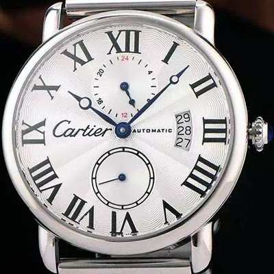 레플리카 [까르띠에] 남성용 롱드더 까르띠에 서브 세컨즈 물결무늬 실버 다이얼 블랙 로마 인덱스 스위스 ETA 2824-A2오토매틱 무브먼 CAR0335  
