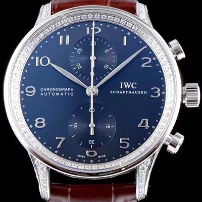 레플리카 [아이더블유씨] 남성용 포르투기즈 쥬얼버젼 오토메틱 크로노그래프 다이아몬드 블루 다이얼 IWC4142  
