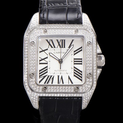 레플리카 [까르띠에] 산토스 100 오토매틱 ETA2824-2 타입 보석시계 남성용 51mm 가죽줄 화이트 다이얼 car69320  