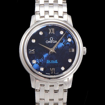 레플리카 [오메가] 여성용 드빌 레이디스 424.10.27.60.53.003 쿼츠 32mm 메탈줄 블루다이얼 omg82974  