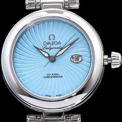 레플리카 [오메가] 여성용 드빌 레이디메틱 신제품!! 425.33.34.20.05.001 물결무늬 입체형 블루 다이얼 브레이슬릿 오토매틱 무브먼트 OMG0031  