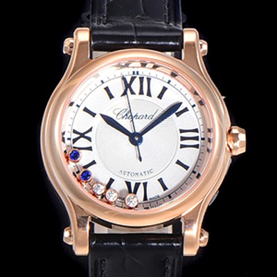 레플리카 [쇼파드] 여성용 해피스포츠 다이아몬드 오토매틱 A2892-2 타입 30mm 금장시계 가죽줄 화이트다이얼 cho70316  