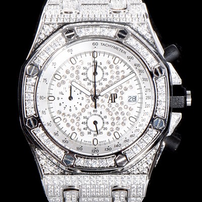 레플리카 [오데마피게] 남성용 최고급 소재!!로얄오크 오프쇼어 26473BC.ZZ.8043BC.01 최상급쥬얼 화이트 골드 풀다이아몬드 세팅 크로노그래프 브레이슬릿 일본 수입산 VK쿼츠 무브먼트 AUD0100  