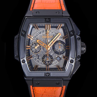 레플리카 [휴블렛] 남성용 스피릿 빅뱅 마스터피스 크로노그래프 Hub4700타입 45mm 가죽줄 PVD코팅 스켈래톤다이얼 hub9121  