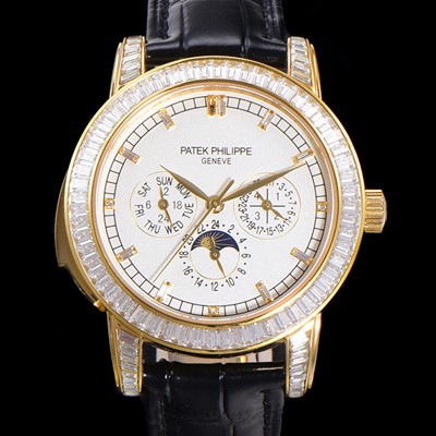 레플리카 [파텍필립] 남성용 Ref.5073P 그랜드 컴플리케이션 문페이즈 오토매틱 18K 옐루골드/다이아몬드셋팅 42mm 가죽줄 화이트다이얼 pat1319  