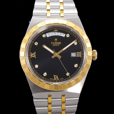 레플리카 [튜더] 남성용 로얄 워치 오토매틱 스위스 ETA2836-2 타입 18K 옐루골드 41mm 메탈줄 블랙다이얼 tud2191  