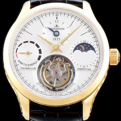 레플리카 [예거르쿨트르] 남성용 마스터 그랑 트래디션 5043480 1833퍼페추얼 18K 옐로우골드 케이스 화이트 다이얼 아시안 투어빌론 탑재 무브먼트 JAG0410  
