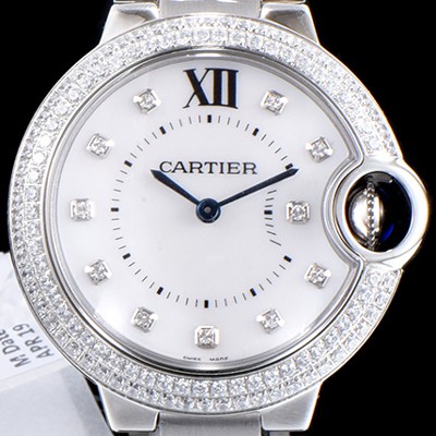 레플리카 [까르띠에] 여성용 발롱블루 2019신상 33mm 화이트 큐빅다이얼 쿼츠 무브먼트 CAR0534  