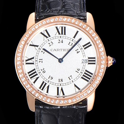 레플리카 [까르띠에] 남여공용 롱드 더 솔로 WR000651  쿼츠 므브먼트 36미리 로즈골드 큐빅베젤 악어가죽줄 화이트다이얼 CAR11560  